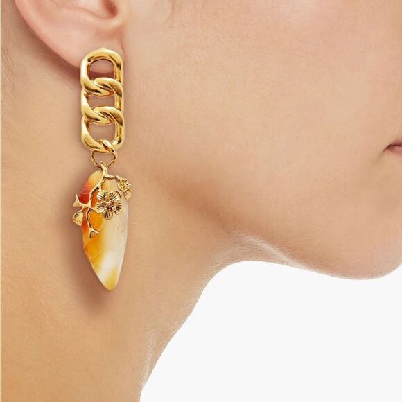 ZIMMERMANN Chain & Flower Drop Earrings Quartz NEW - Picture 1 of 10